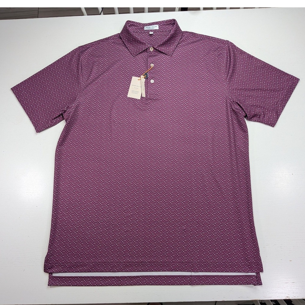Peter Millar Summer Comfort Polo Mens XL Merlot Wine Glass Print NWT